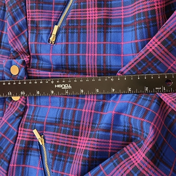 NWT Time & True Plaid Flare Ponte Pant Blue & Pink Ankle Pants Womens Size 16 - Picture 8 of 13